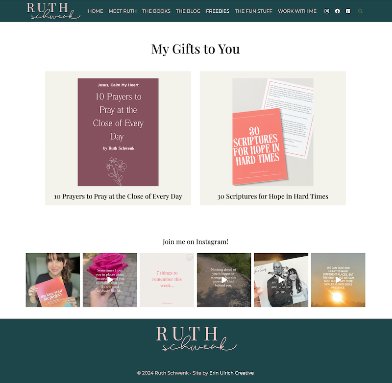 RuthSchwenk.com Freebies Page